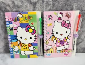 2 Spiral Pocket Notebook/Pen Hello Kitty Spring 4x5.5" Small Journal or Diary
